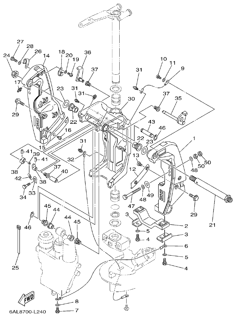 Yamaha F200BET, FL200BET BRACKET 1 parts diagram